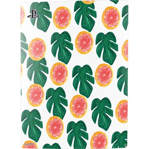 Bouffants and Broken Hearts Tropical Leaves and Citrus PS5 Digital Edition Console Skin